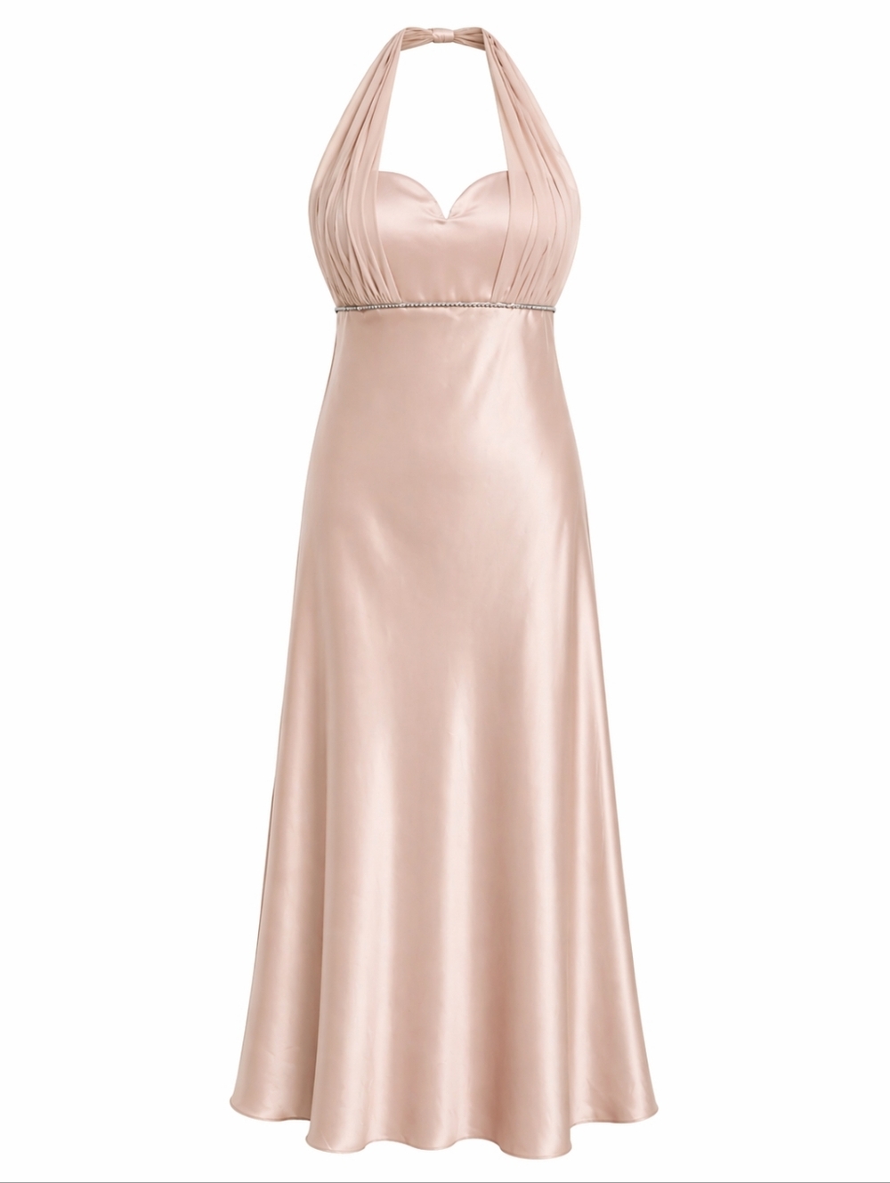 Plus Size Tan-ish/ Gold Halter Satin Formal Dress with Shawl Size 3X-Large - Picture 3 of 6